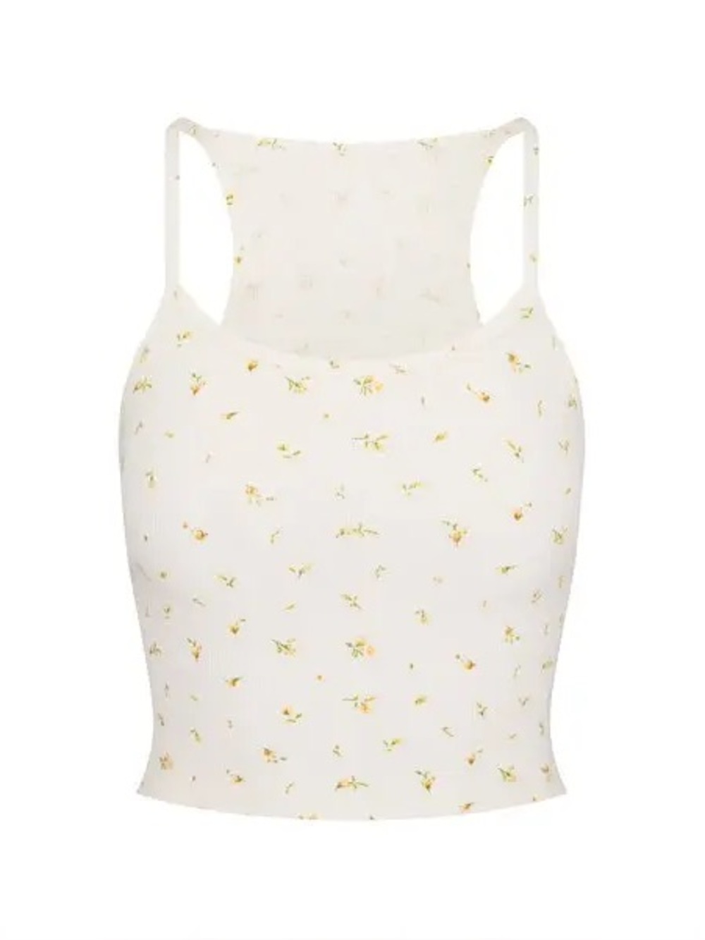 SKIMS Cotton Rib Cropped Cami Tank Marigold Rosebud Print Size M NWT